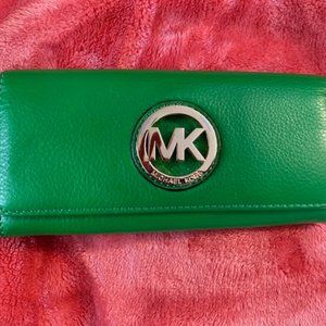 Michael Kors Bright Green Leather Long Wallet